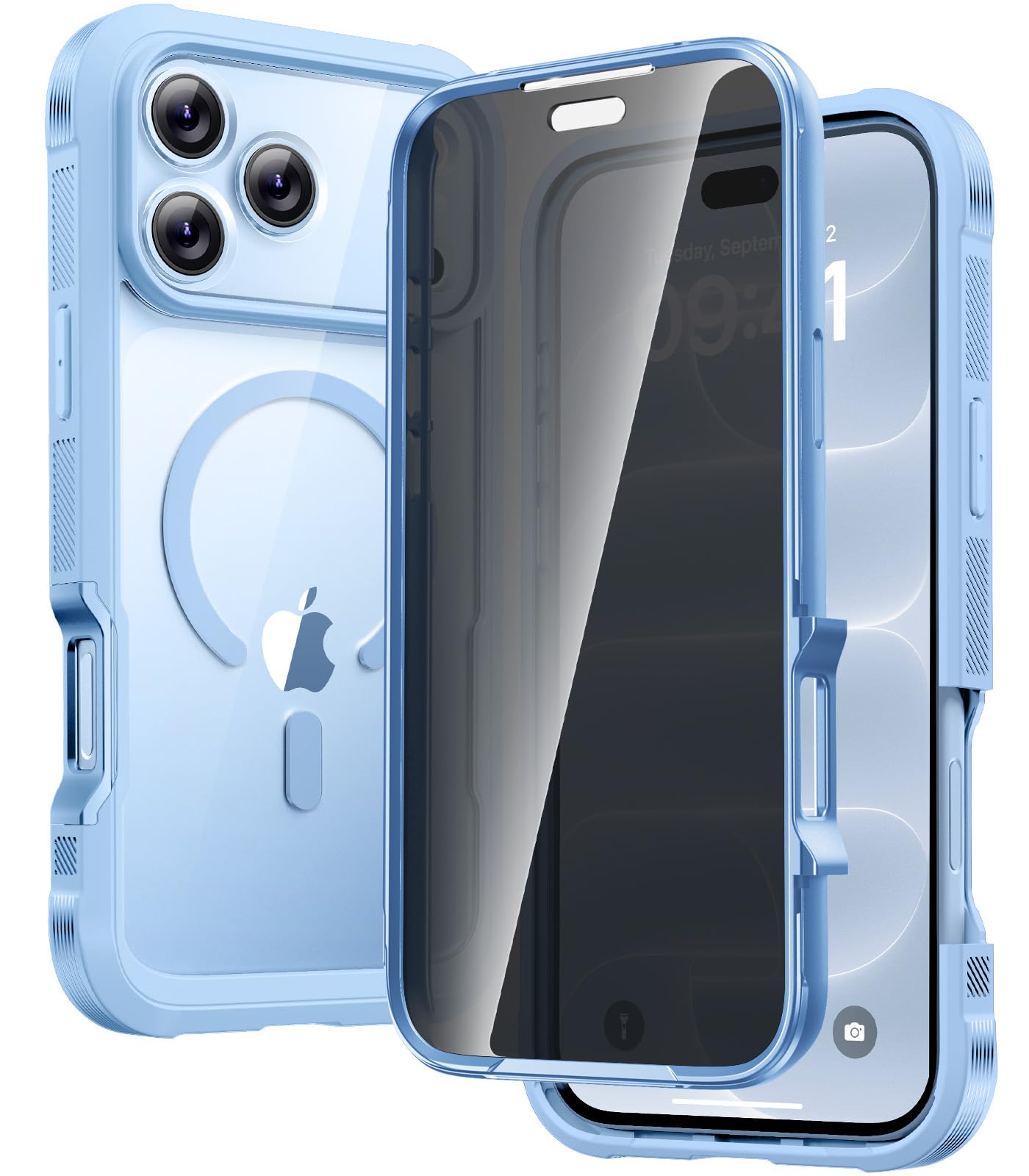 Diaclara Magnetic for iPhone 18 Pro Max Case with Privacy Protector,Glacier
