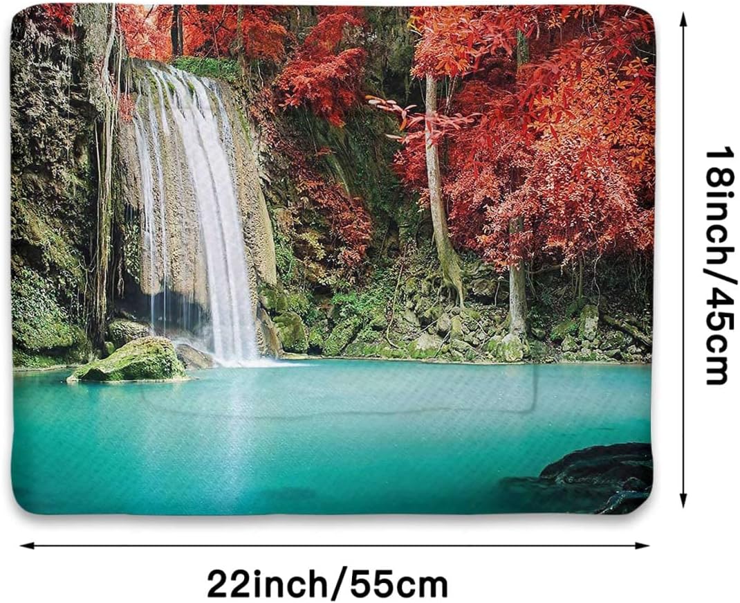 review Red Blue Winter Warming Mattress for Dogs and Cats Single Waterfall in Corner of The Deep Forest Ultra Soft Warm Plush Puprug Puppy Bed Cushion Waterfall 18