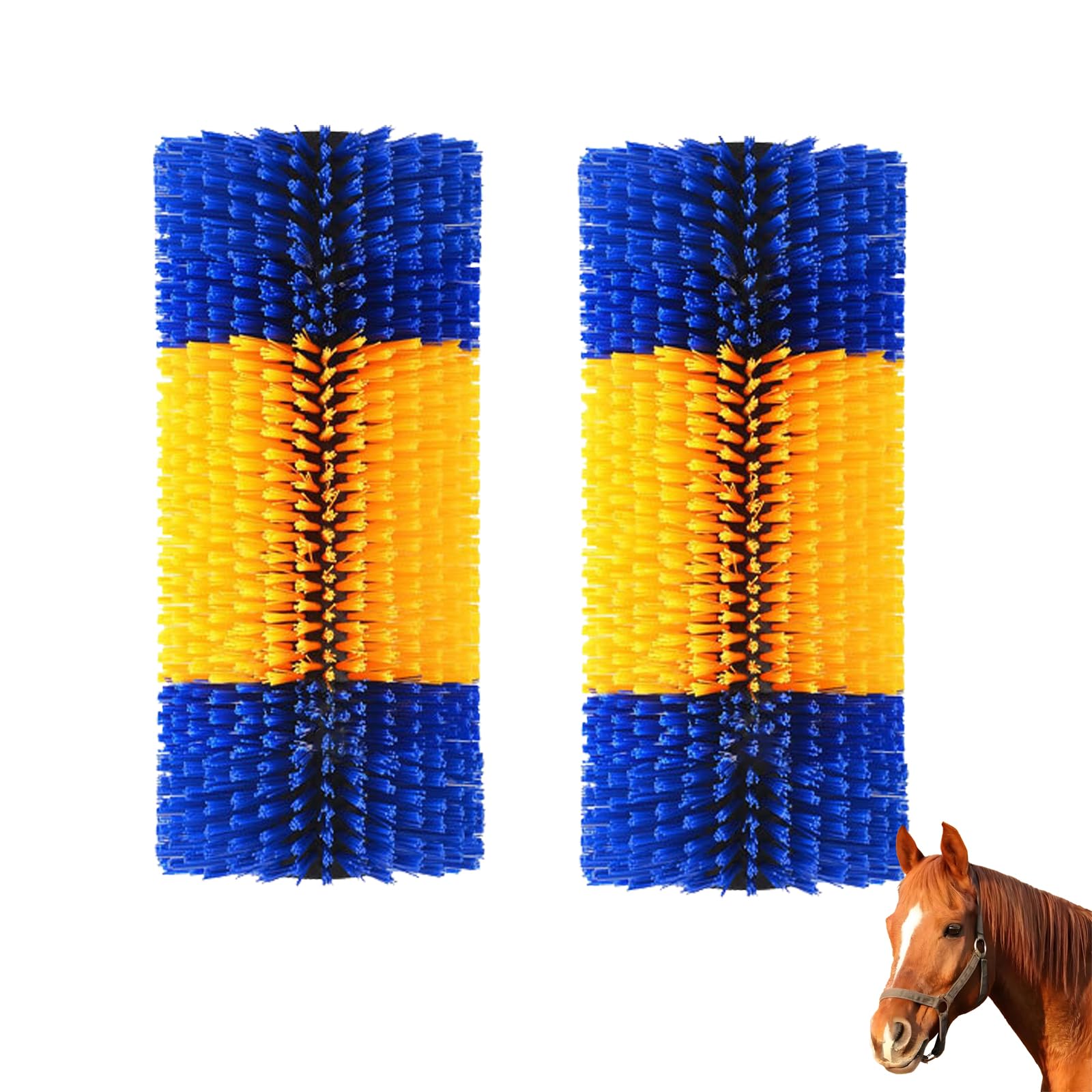 2Pcs Vieh Kratzbürste, Universal Pferdebürste, Halbrunde Kratzbürste Für Nutztiere, Anti-Juckreiz, Reinigung, Nylon Kratzmatte Massagebürsten, Rückenkratzen für Pferd Kuh Andere Nutztiere