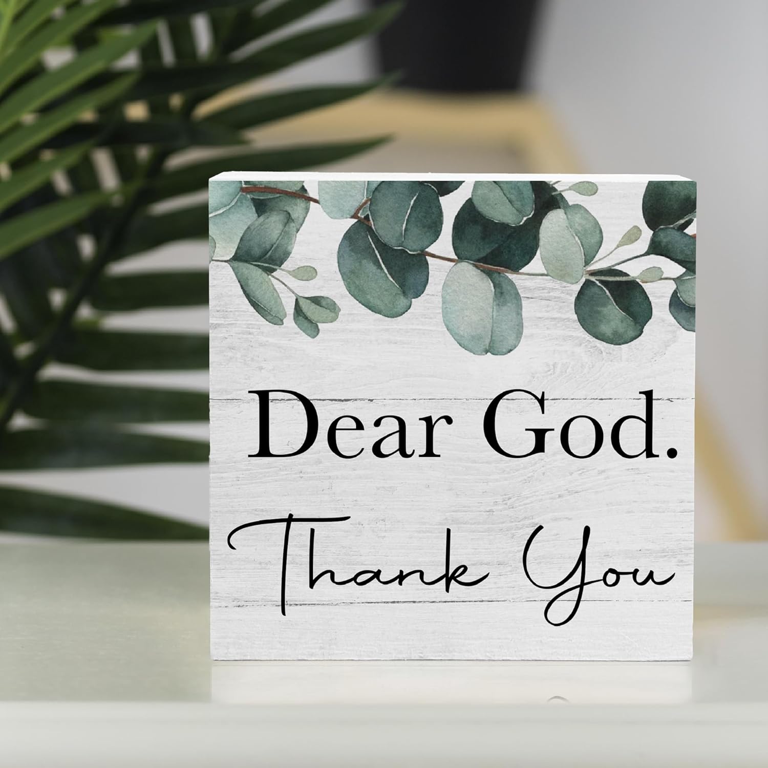 Dear God Thank You Sign, Inspirational Christian Decor, Plaque Rustic Box Sign for Living Room Shelf Table Decoration Bible Verse Jesus Thank You Decor Gifts for Women Men 5x5 C10 - Image 6