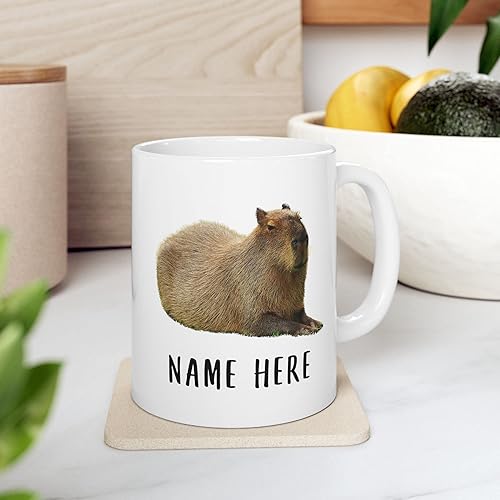 Miniatura 9 de Lovesout Funny Capybara - Taza de café con nombre personalizado de Navidad 2025, color blanco, 11 onzas