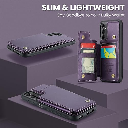 Miniatura 6 de Para Samsung Galaxy A14 5G Wallet Case RFID Bloqueo PU Funda De Cuero Con Soporte Magnético Para Tarjeta Flip Kickstand Delgado A Prueba De Golpes