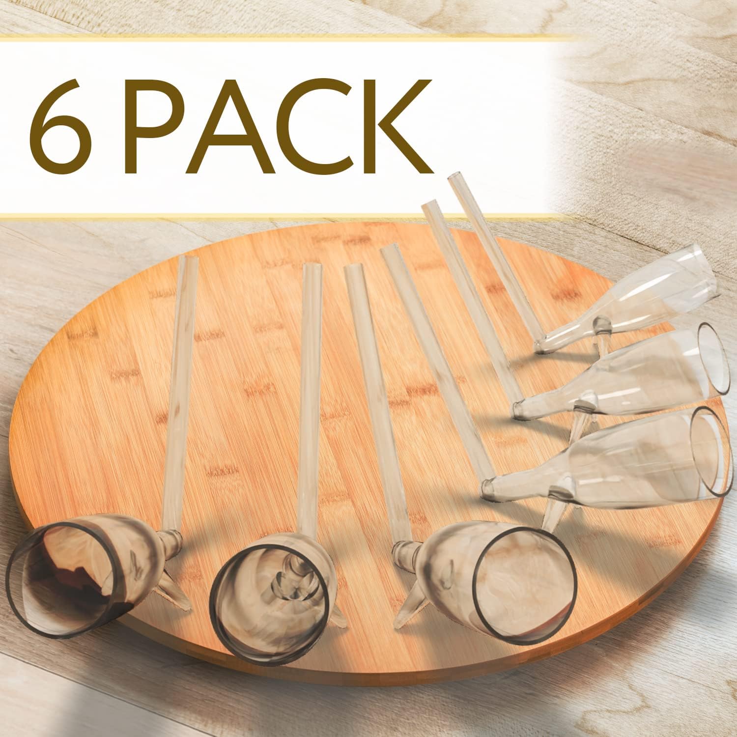 IMPRESA Mini Champagne Shooter Glasses - Reusable Plastic Champagne Shooter Set & Built-In Stands for Party Favor Pack, Bachelorette & Bridal Shower - 6 Count, Clear, Modern