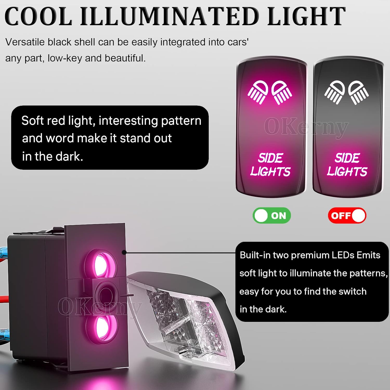 Customize Toggle Switch Panel 4 Gang Rocker Light Bar Purple Switches Waterproof for Pickup Truck Car UTV Off Road Marine……