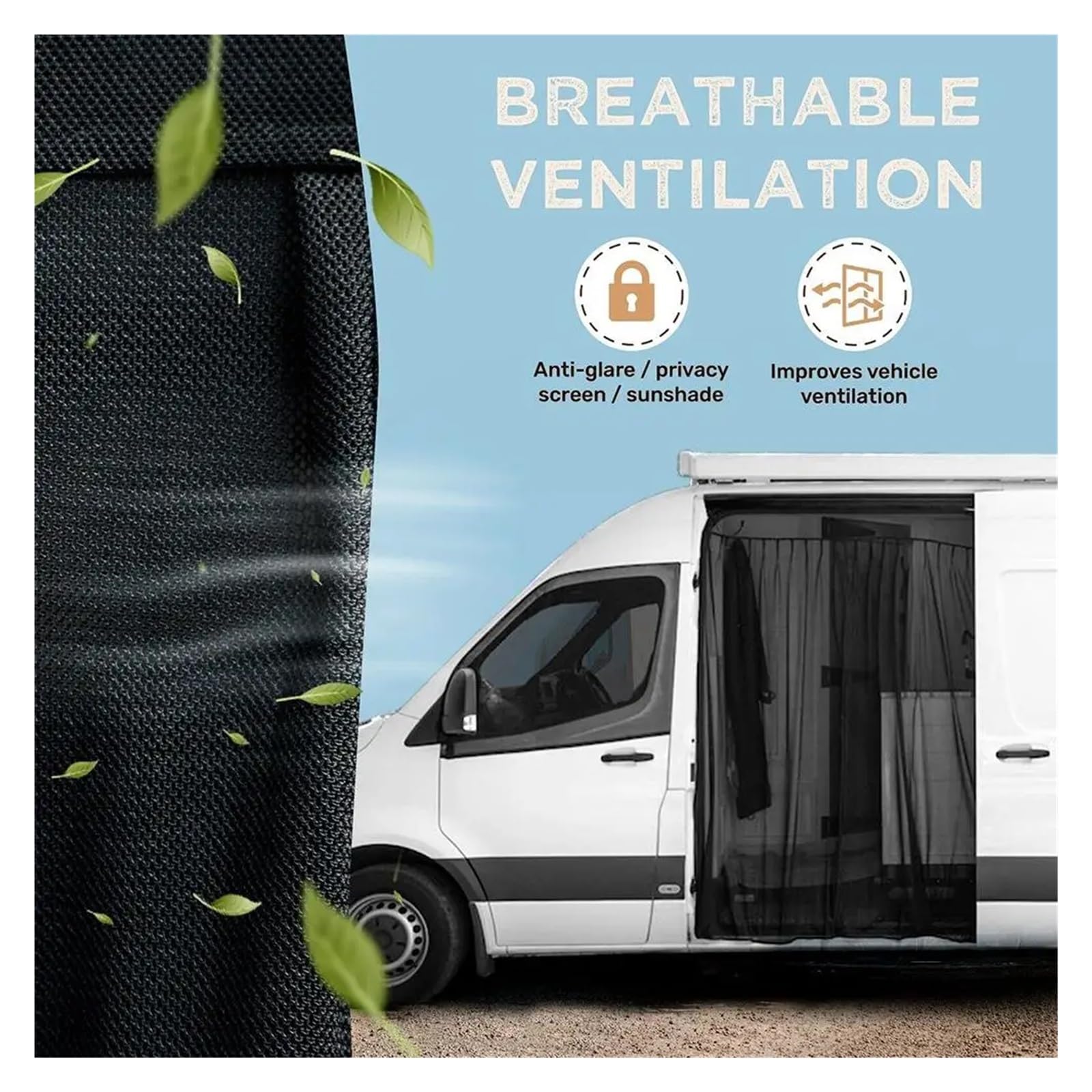 Rideau Voiture Rideau Pare-Soleil magnétique Universel for fourgonnette et Camping-Car(130 * 100)