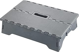 WENKO Klapp-Trittstufe Mod. Secura hochstabile Trittstufe mit rutschhemmender Fläche bis 250 kg klappbar rutschfeste Standfüße für Innen und Außen Schwarz