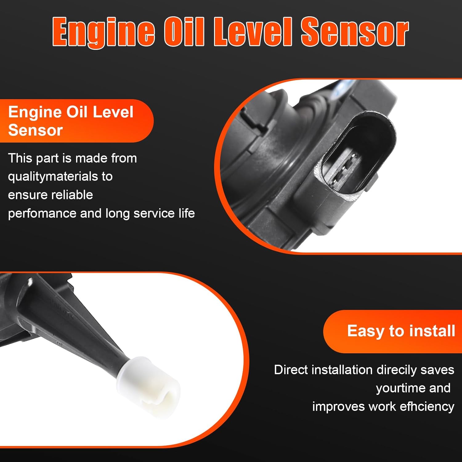 Engine Oil Level Sensor Compatible with Volkswagen Jetta, Touareg & Audi A4 Quattro, Q5, Q7, A5 Quattro, A6 Quattro, A7 Quattro, A8 Quattro, allroad, RS5 Replace 03C907660AA, 03C907660Q