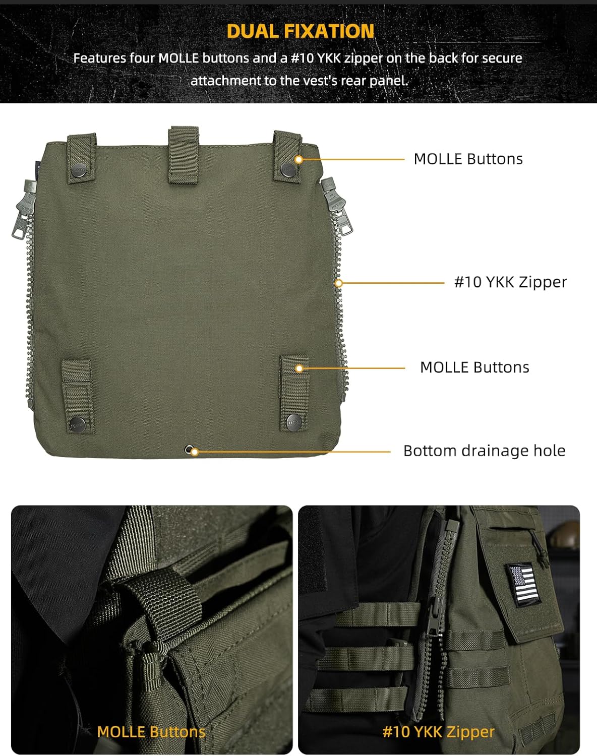 IDOGEAR Tactical Zip-on Panel Pouch Military Backpack Vest Accessory Bag for CPC AVS JPC2.0