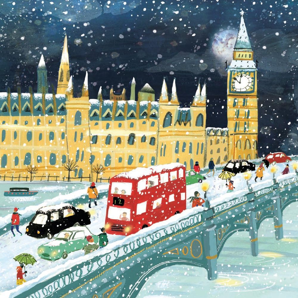 Museums & Galleries Charity Christmas Cards Pack of 8 - Festive London Winter Scene- Premium Greeting Cards Multipack with Envelopes - Supporting UK Charities