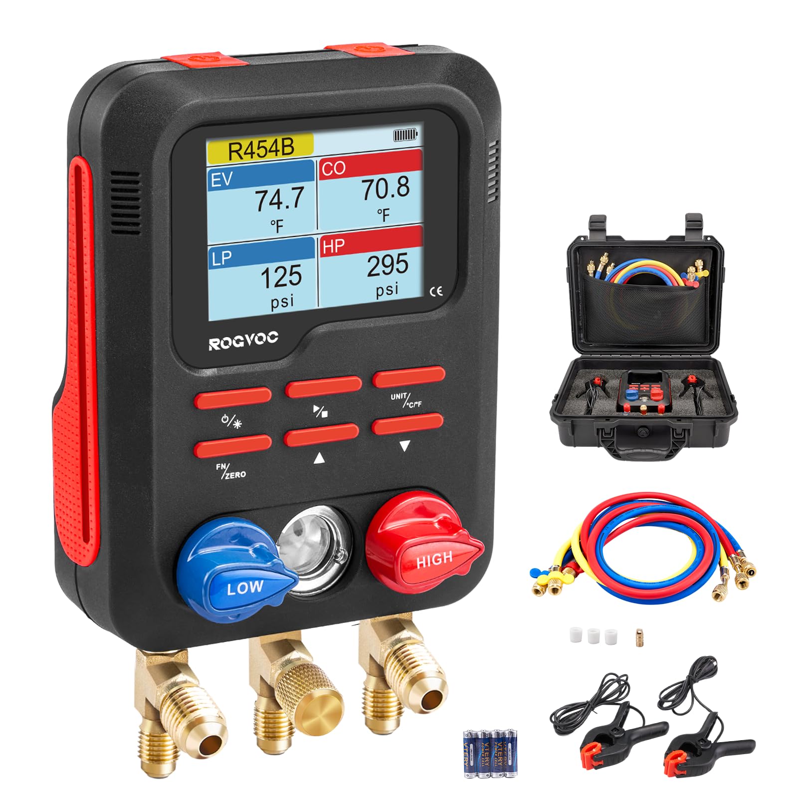 ROGVOC Digital Manifold Gauge, HVAC Refrigerants Digital AC Gauges Set