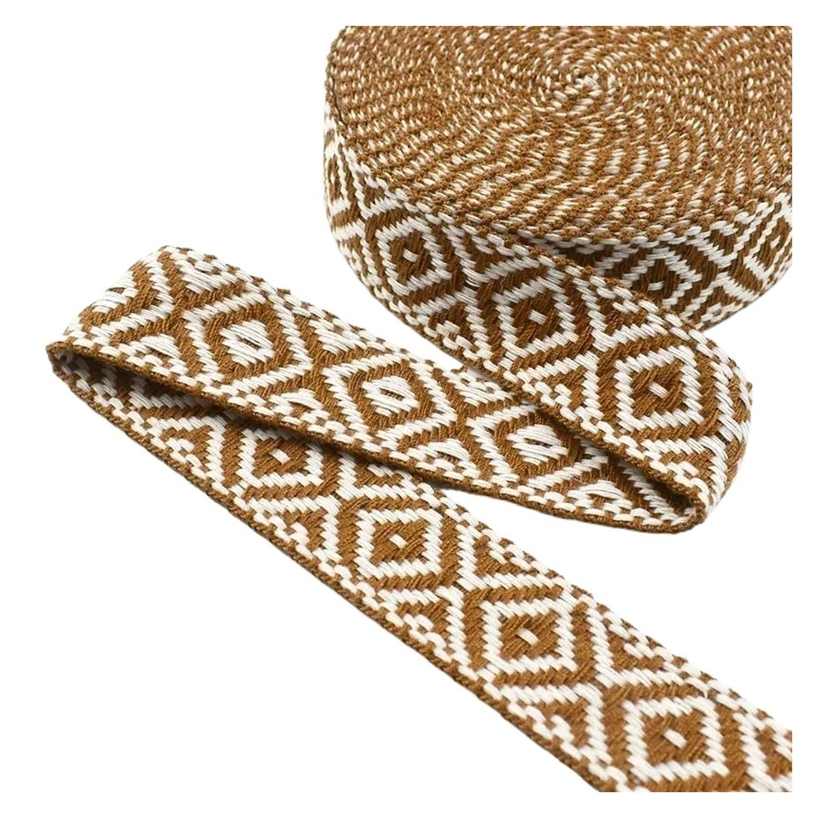 Ruban Jacquard Ruban en coton jacquard de 2, 4, 8 ou 10 mètres, 25 mm, for sacs, vêtements, tresse décorative, couture, biais(Yellow,25mm-10Meters)