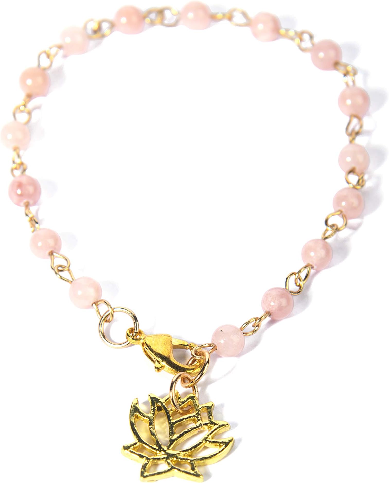 GemproGemstones Jewelry Genuine Peach Jade Charm Bracelet for Women and Girls