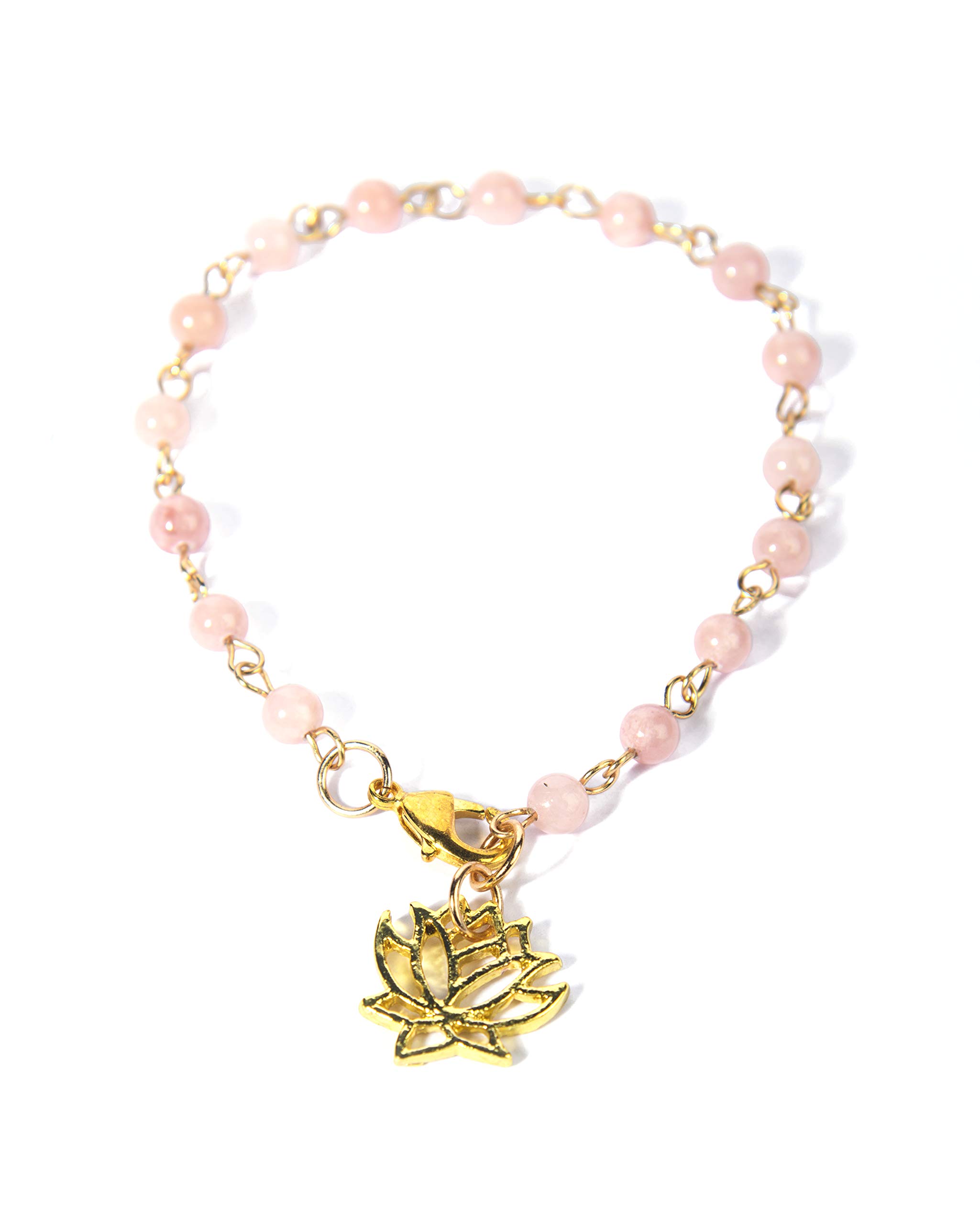 GemproGemstones Jewelry Genuine Peach Jade Charm Bracelet for Women and Girls