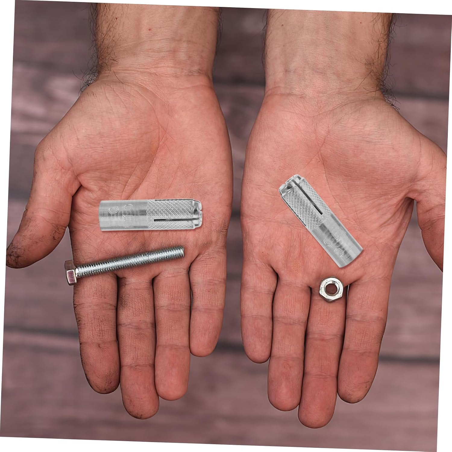 STOBAZA 50pcs Carbon Steel Concrete Knurled Drop-in Anchors M10*40 Heavy-Duty Expansion Bolts for Solid Concrete Easy Installation Industrial Strength