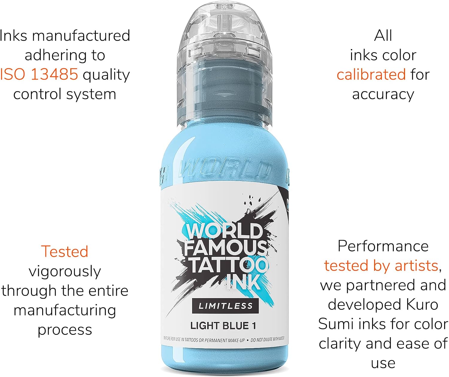 World Famous Tattoo Ink Limitless - Light Blue 1 - Professional Tattoo Ink & Tattoo Supplies - Skin-Safe Permanent Tattooing in Bold Shades - Vegan & Non-Toxic (1 oz)