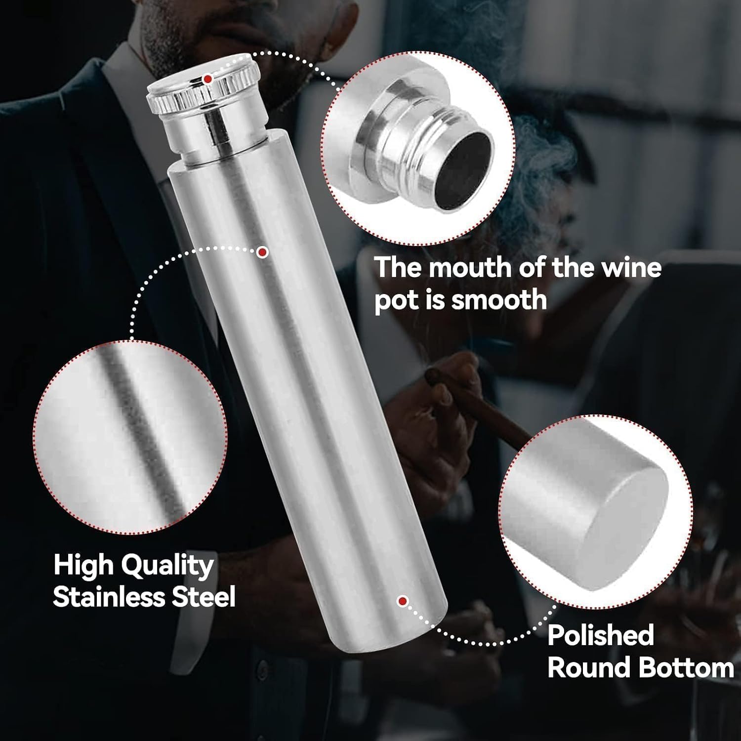 2Pcs Stainless Steel Tube Flask, Mini Small Pocket Flask Pocket Whiskey Bottle 1 Oz Portable Mini Tubular Hip Flasks Hip Flask Wine Tube Pocket Hip Flask Pocket Drinking Tubular Bottle