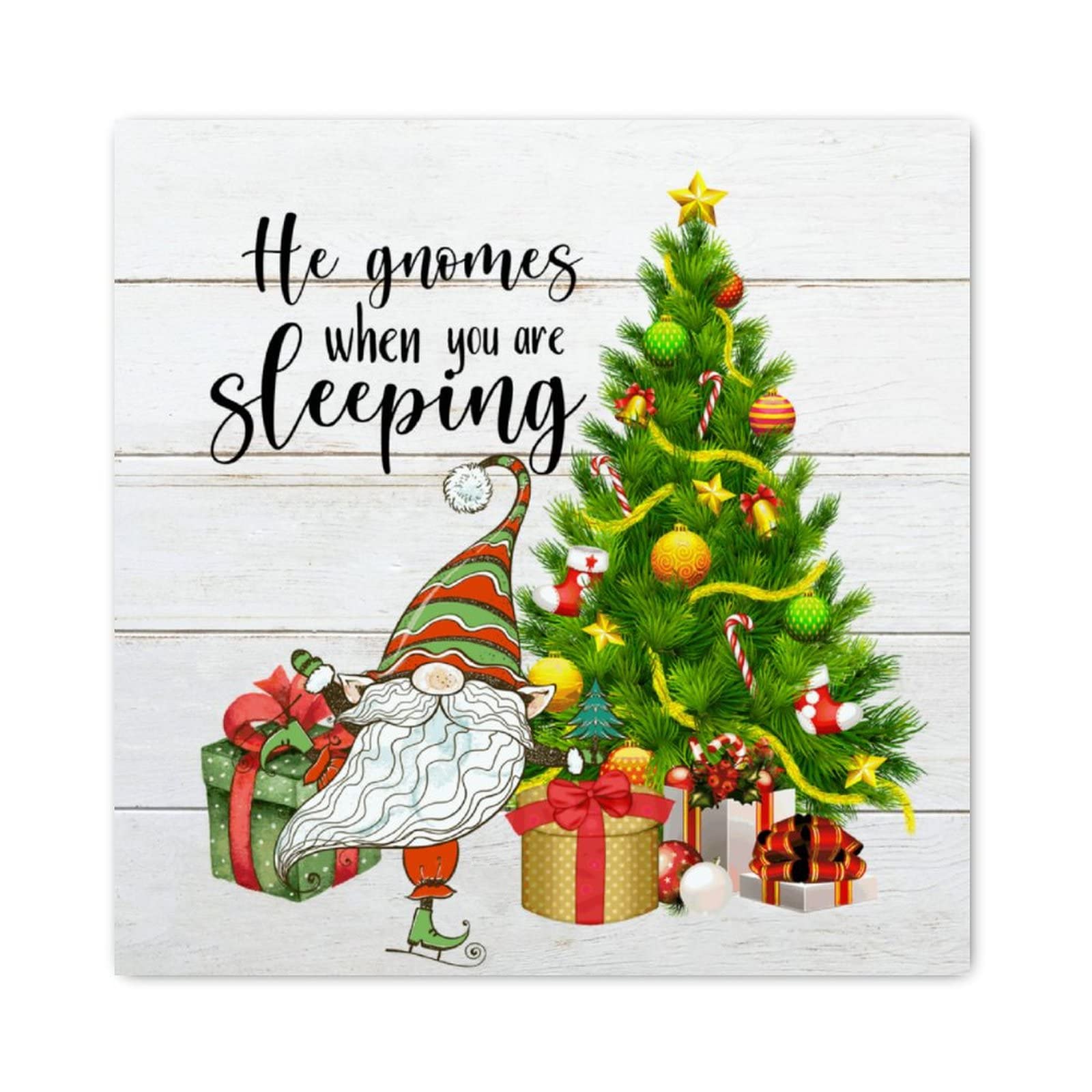 Panneaux de Noël en bois rétro de style ferme pour mur intérieur 30x30 cm