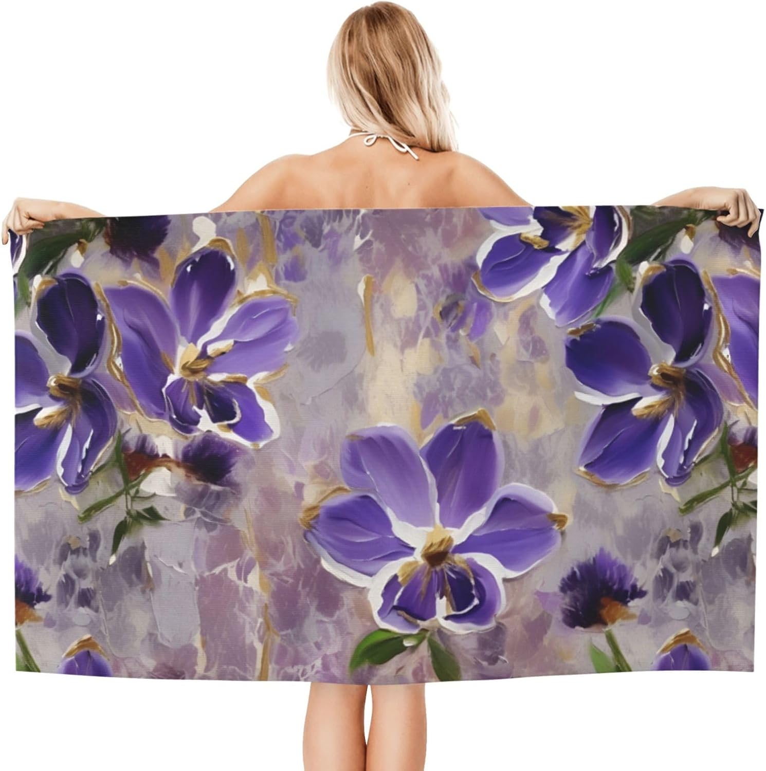 Marble Purple Print Oversized Towel Versatile Towel 52 x 32 in Soft Highly Absorbent Quick Dry Beach
