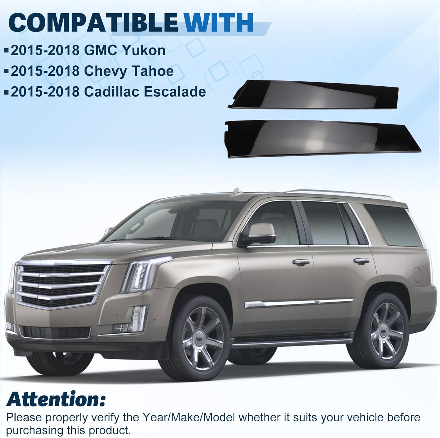 926-245 926-246 Rearward Rear Door Molding Trim Applique Compatible with Chevy Tahoe GMC Yukon Cadillac Escalade 2015-2018 Replace 84263148 84263149