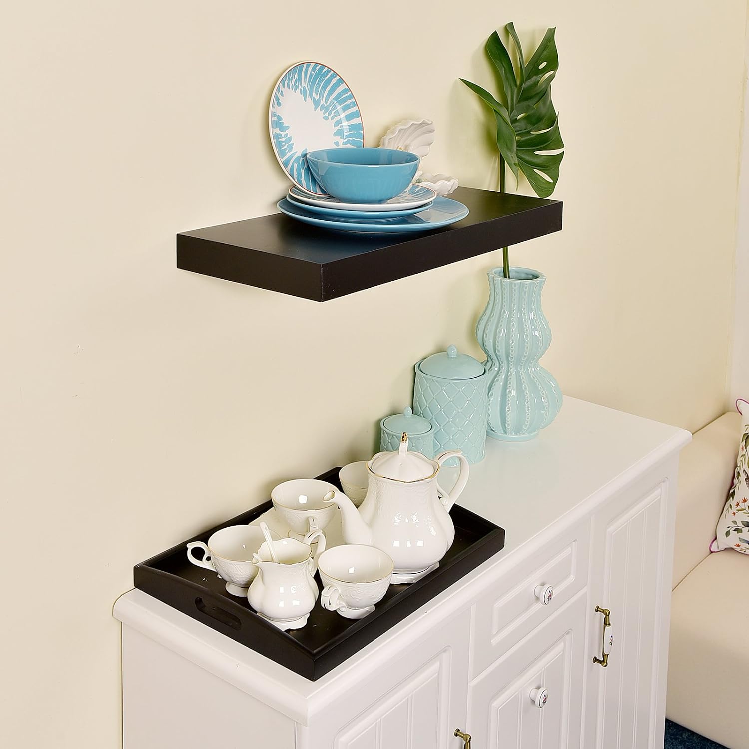WELLAND 24 Inch Chicago Floating Wall Shelves, Black