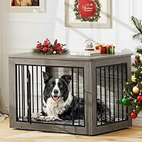 Vista 1 de YITAHOME Mueble de jaula para perros grandes, mesa auxiliar lateral, perrera moderna para perros de interior hasta 60 libras, jaula para perros