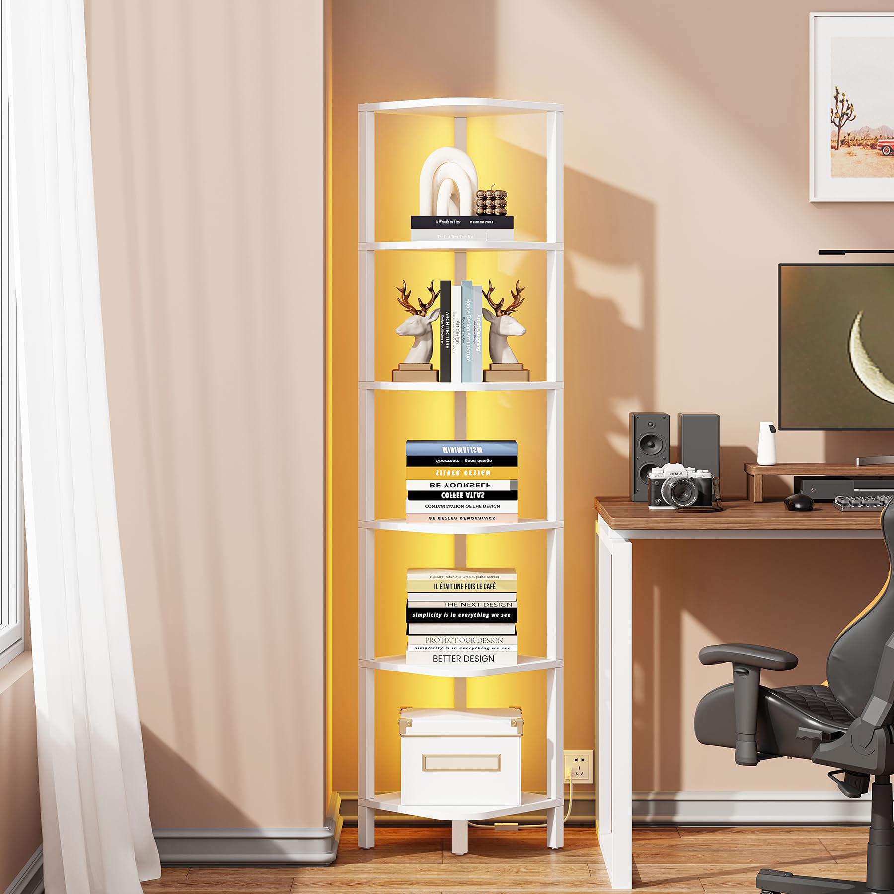 TUTOTAK LED Corner Bookshelf - Storage & Display -22