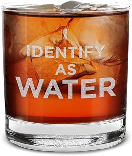 shop4ever I Identify as Water Engraved Whiskey Glass 11 oz. Funny Gag Gift for Him Her