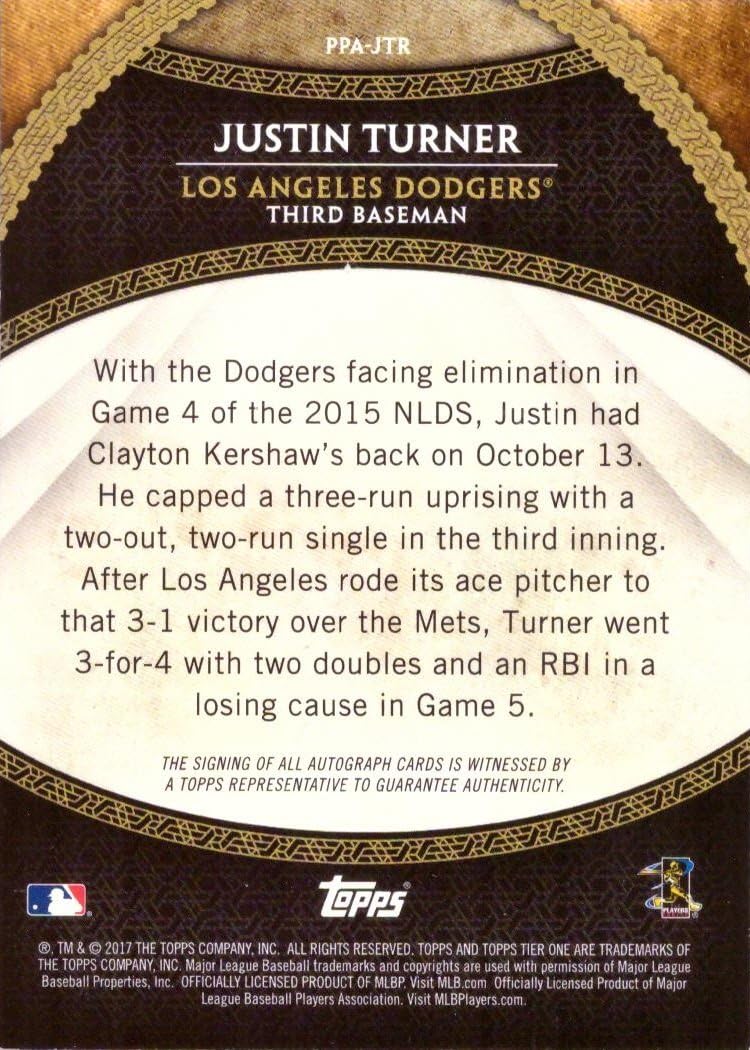 2017 Topps Tier One #PPA-JTR Justin Turner Certfied Autograph Baseball Card - Only 300 made!