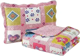 Kit Colcha Cobre Leito Infantil Solteiro Estampado 220x180cm Dupla Face 2 Peças Matelado 100% Poliéster Macio e Divertido Jardim Da Alegria Cozzilar