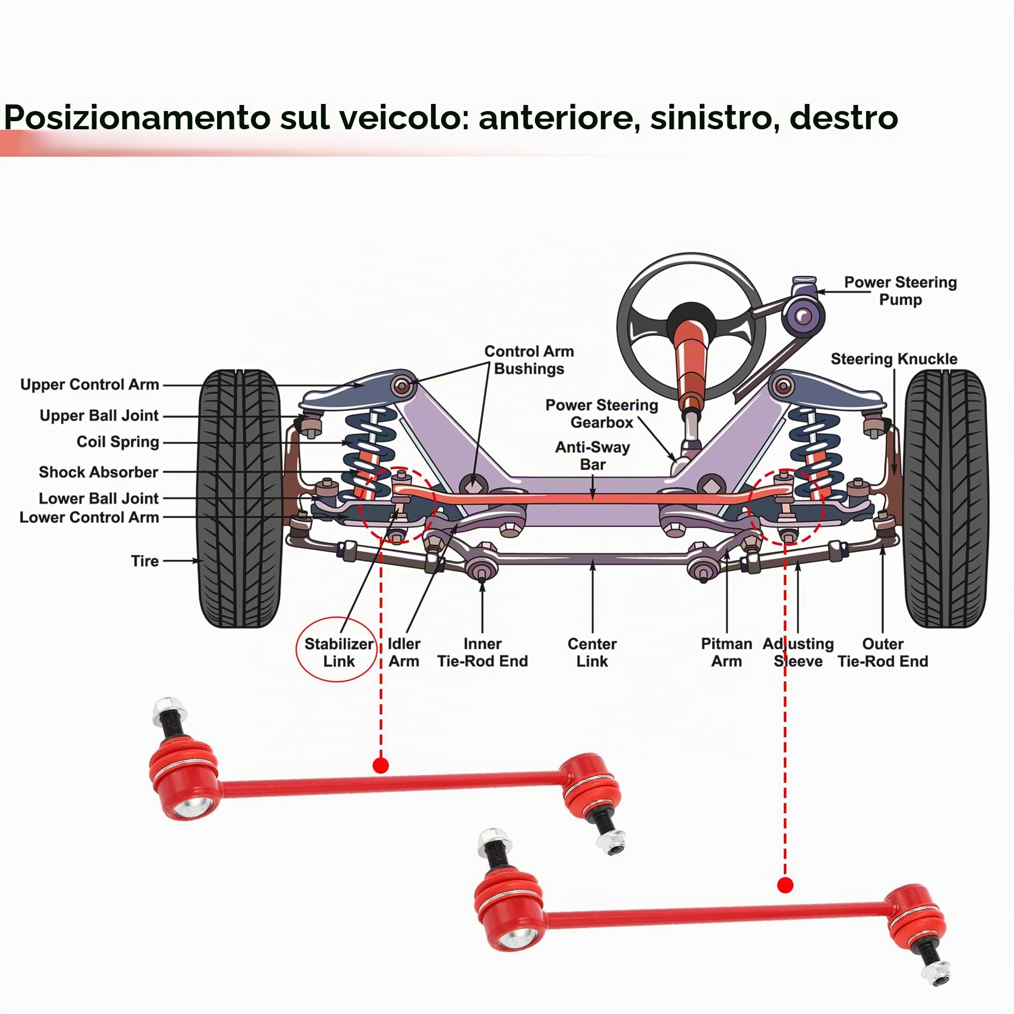 A ABSOPRO Kit barre stabilizzatrici anterior 2pz per Chrysler Sebring 09-10