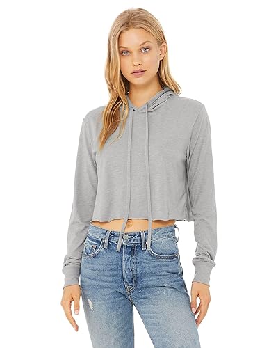 Bella+Canvas Ladie's Cropped Long Sleeve Hoodie T-Shirt