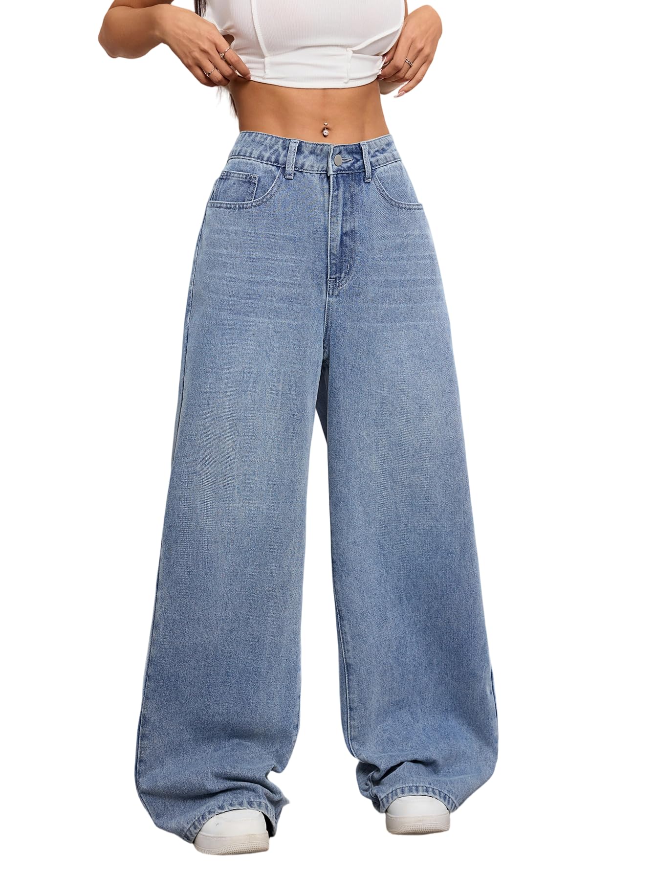 Jean Femme Large Baggy Denim Tendance 2026 Pantalon Vintage Hip Hop Loose Fit Streetwear