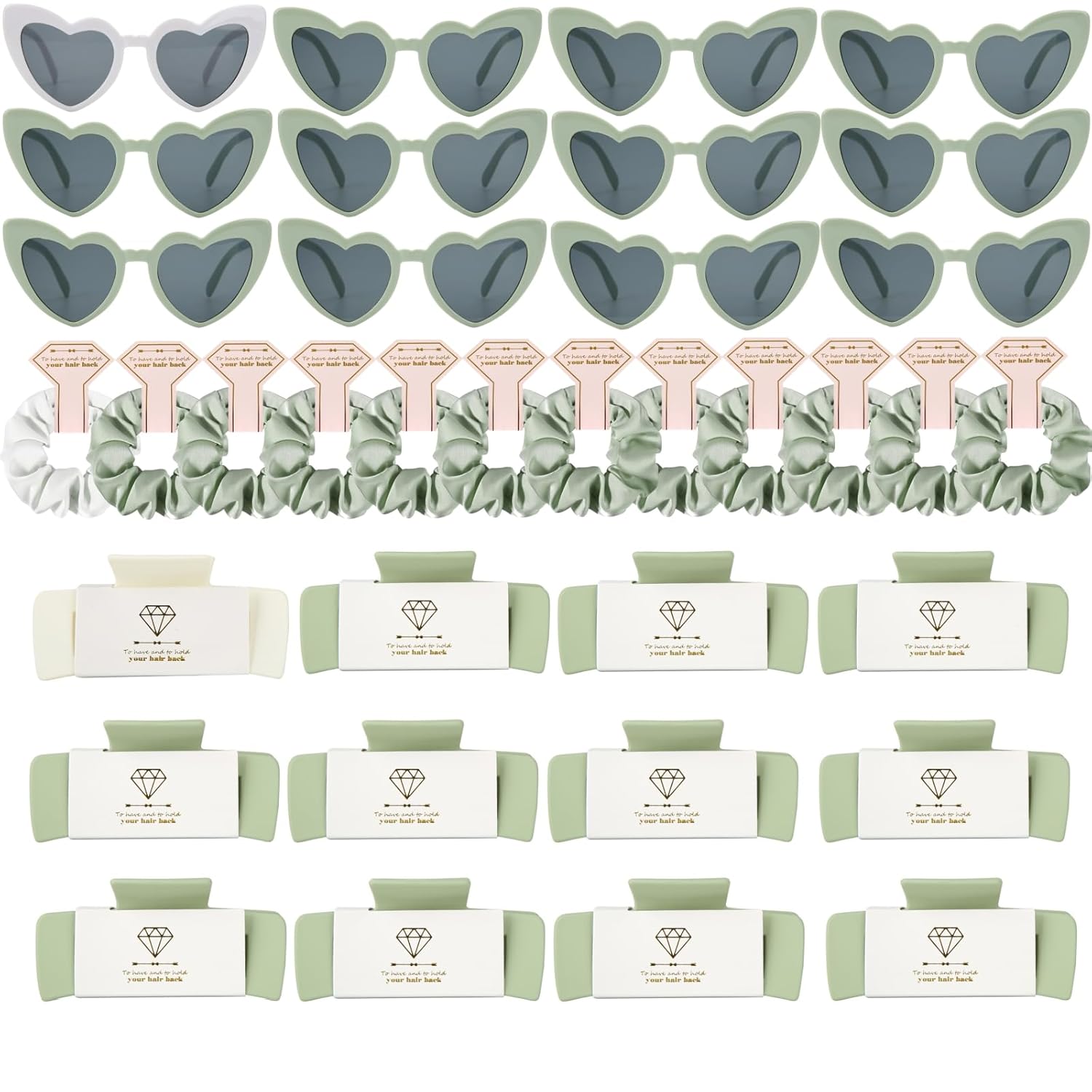 Bridesmaid Sunglasses Hair Claws Bachelorette 4.1 Inch Square Hair Clips Set of 12