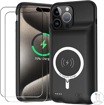Battery Case for iPhone 15 Pro Max, Upgraded 12000mAh Battery Pack Rechargeable Charger Case with Wireless Charging Compatible for iPhone 15 Pro Max 6.7 inch External Battery Charging Cover Black