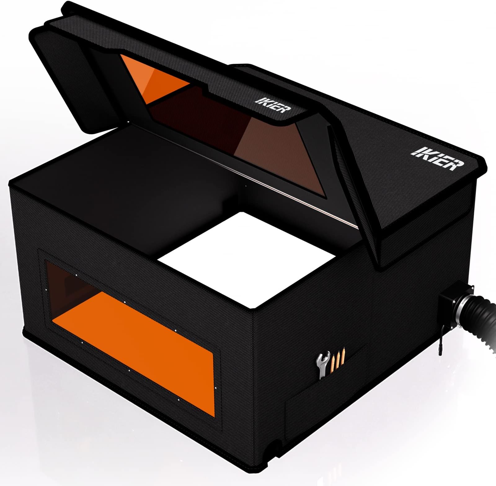 IKIER E1 Dust-proof and Fireproof Enclosure for Laser Engraver and Other Laser Cutte Foldable Laser Engraving Machine Cover with Exhaust Fan