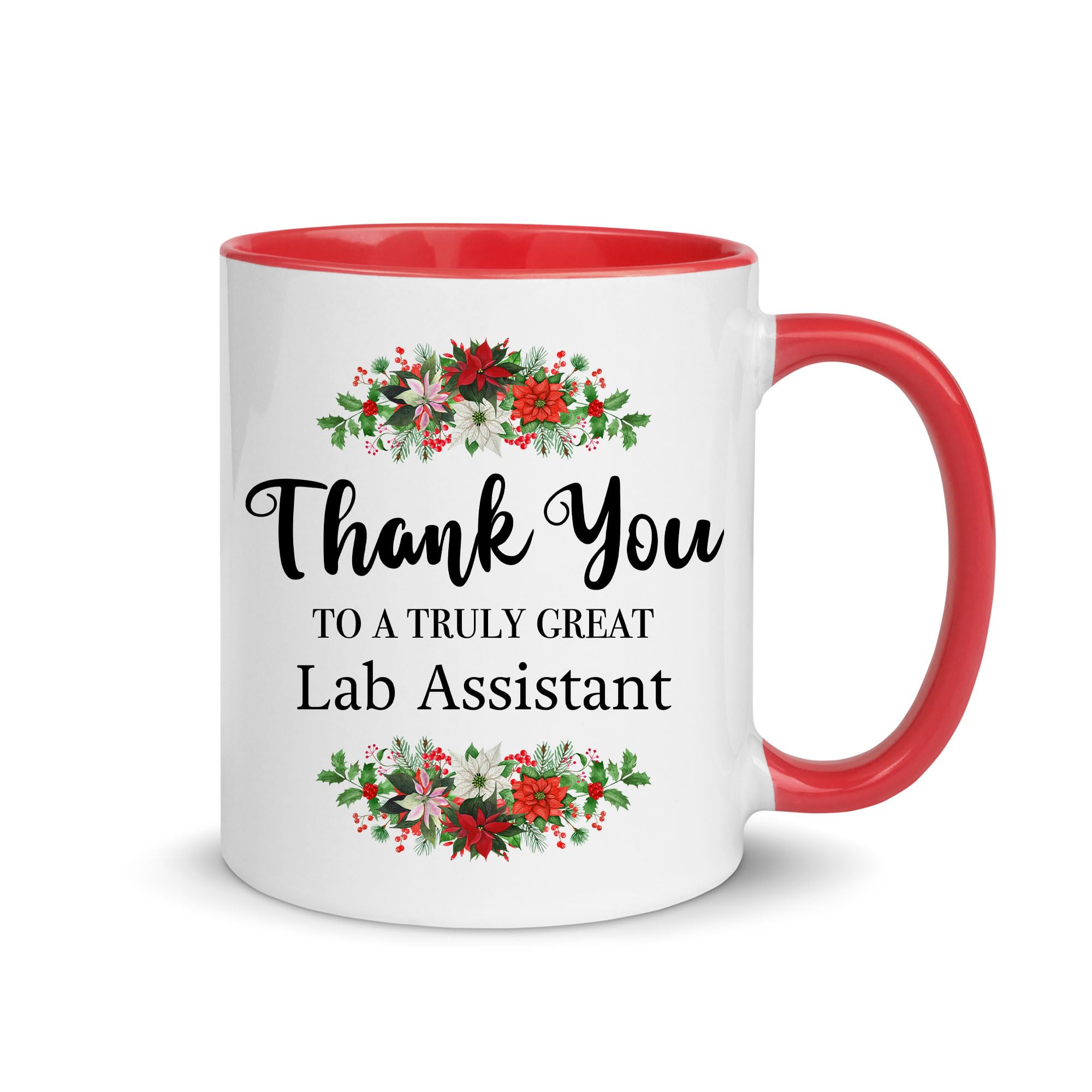 Thank You Gifts for Lab Assistant Coffee Mug - Red Color Accent Cup 11oz - Technician Laboratory Medical Tech Research Phlebotomist Women Friends Office Coworker Retirement Birthday