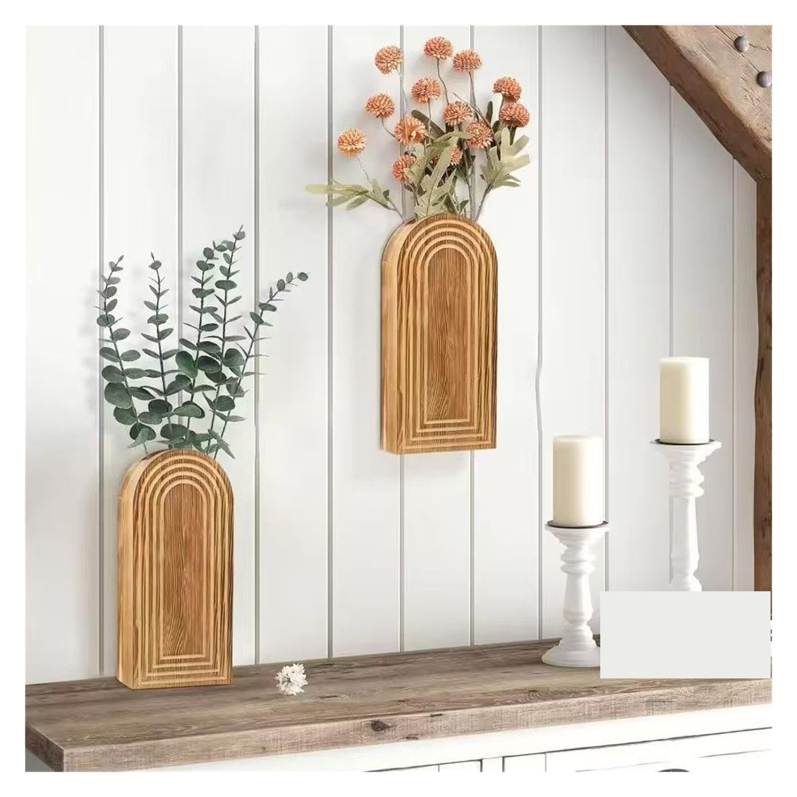 Dekorative Vase aus massivem Holz zur Wandmontage Für Haushalt