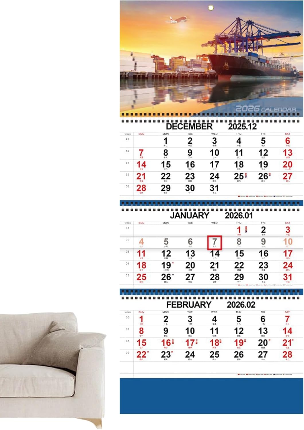 Wall Calendar, Running from January 2025, 2025 Calendar, December 2025 Calendar, 365 Days Calendar, Punch in Wall Planner for Home, School, Dormitory, 365 Days, Large Format Calendar