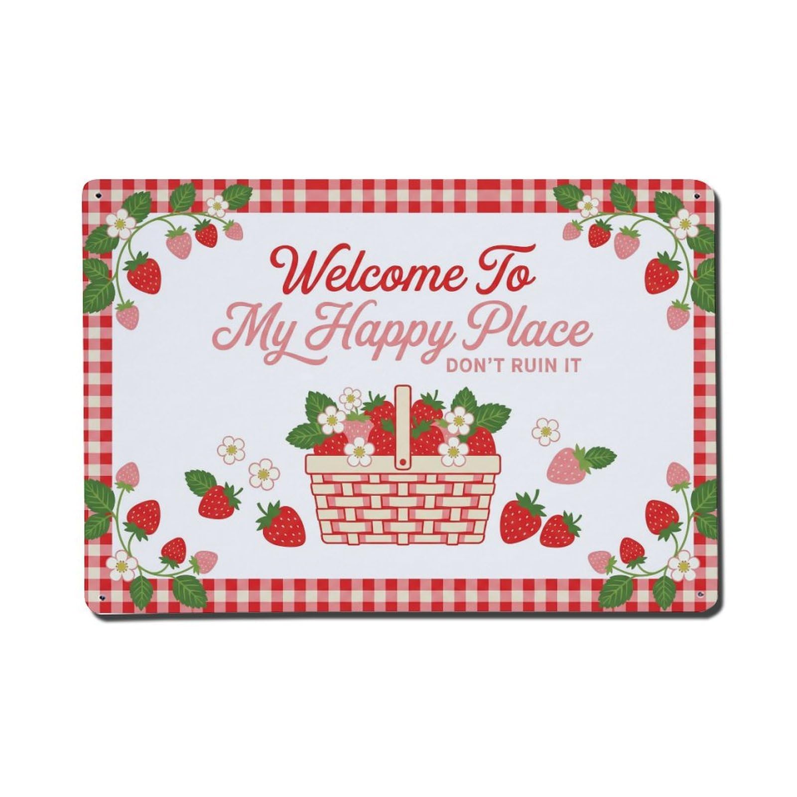 Strawberry Sweet Kitchen Humor Metal Tin Sign Plaque Wall Decor for Cafe, Club Bar, Office, Home Garden Metal Poster 8x12Inch