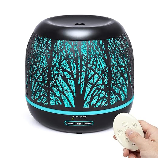 Diffusers for Essential Oils Large Room with Remote Control, Bligli 500ml Aromatherapy Diffuser Air Humidifiers for Home Office Kitchen Nursery Room, 7 Changing Colors and Unique Candle Light Mode