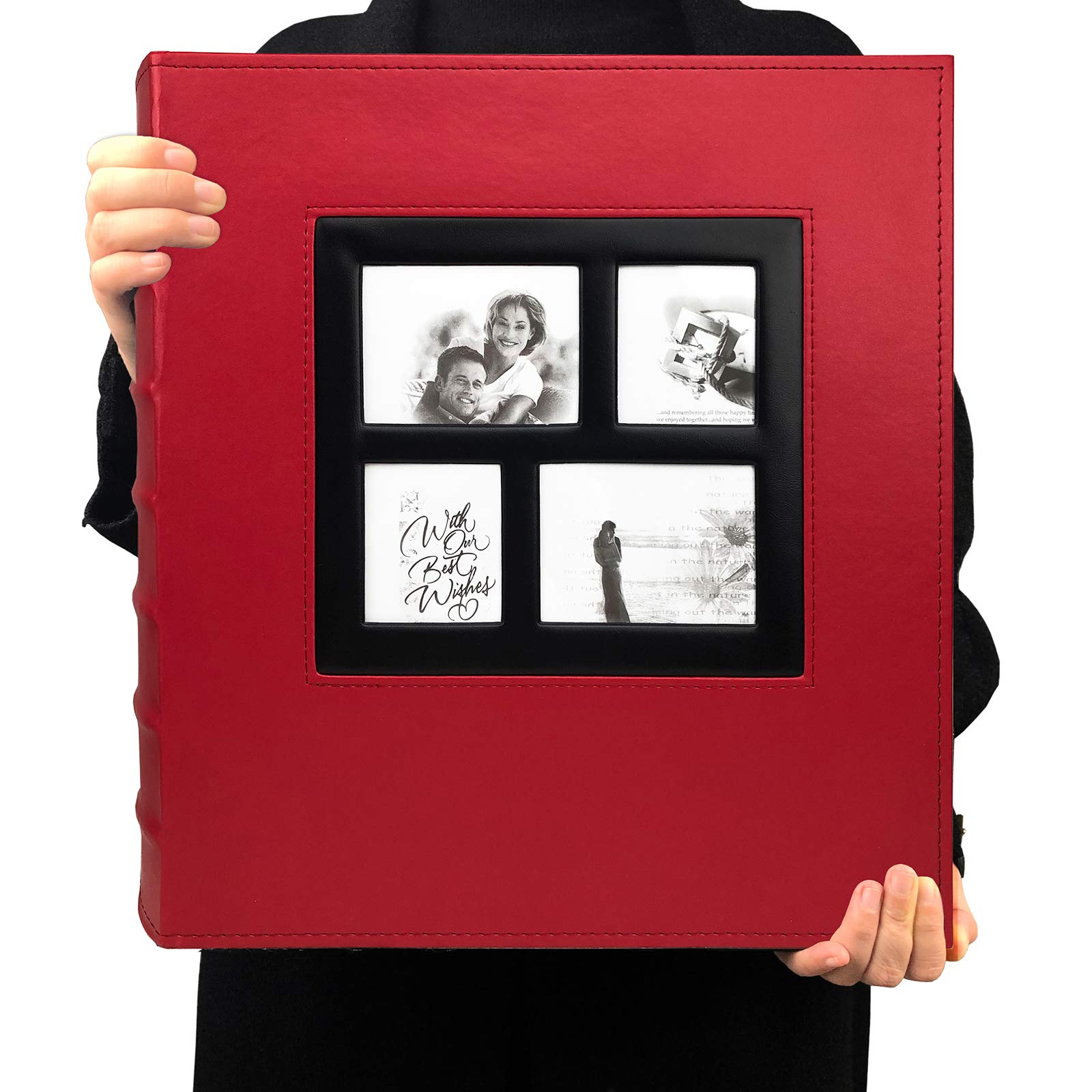 RECUTMS Photo Albums 4x6 Holds 600 Photos Black Pages Large Capacity Leather Cover Wedding Family Baby Photo Album Books Horizontal and Vertical Photos (Red)