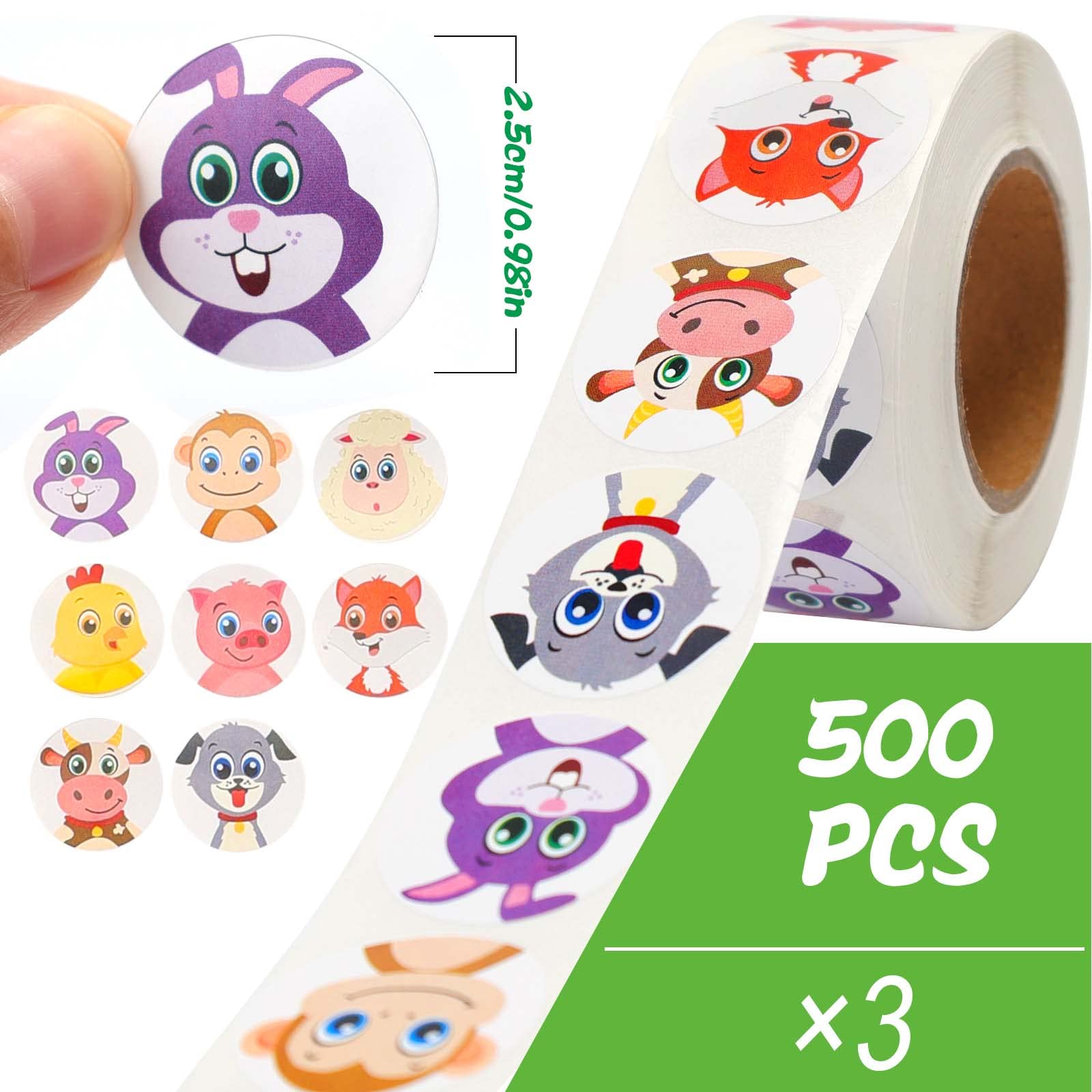 600 Adesivi Animali Rotondi, Adorabili Adesivi Incentivi In 16 Disegni Etichette Carine Regali Per Bambini Ricompensa Insegnante Motivazionale Con Linea Di Perorazione - Foto 7
