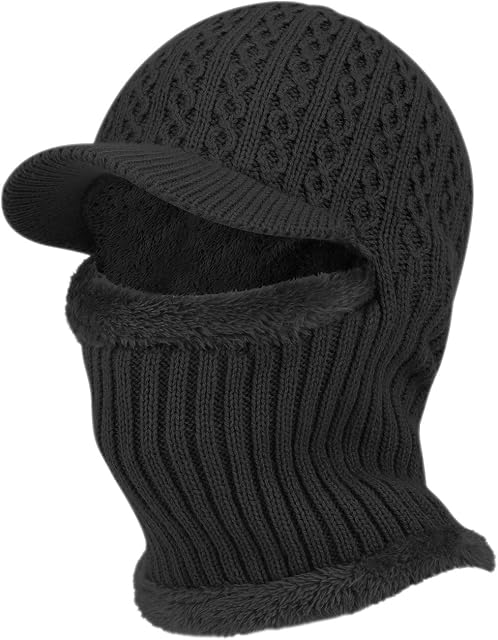 TAGVO Winter Thermal Knitted Balaclava Beanie Hat with Stretchy Flexible Fleece Lining Neck Warmer, Windproof Thick Warm Cycling Ski Face Mask for Adults Women Men Outdoors Sports - Universal Size