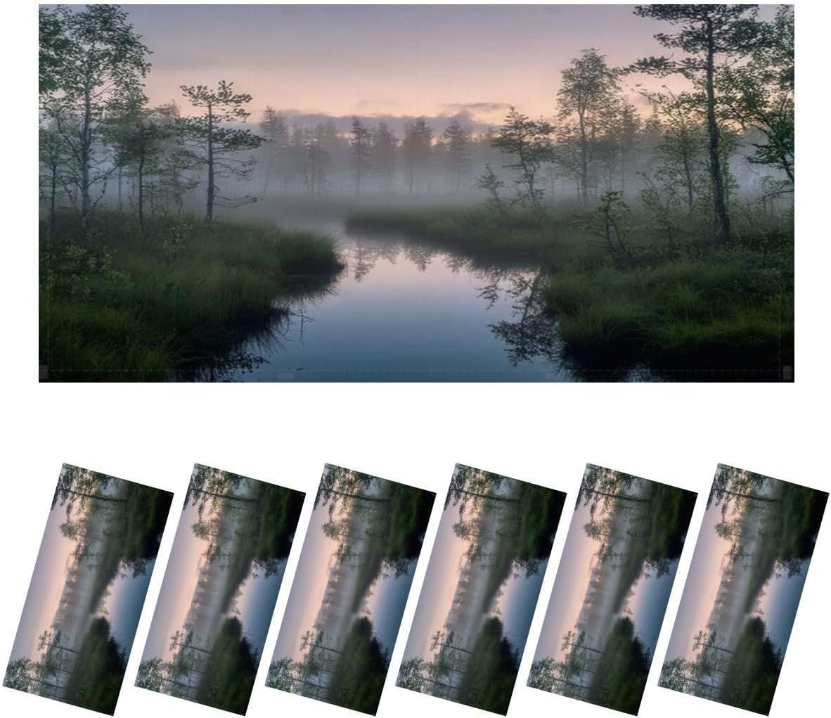 Fluorescent Light Covers for Ceiling Lights Idyllic River View Tranquil Foggy Sunset Summer Night Easy to Install Magnetic Light Filter for Classroom Office Hospitals School Home Decor