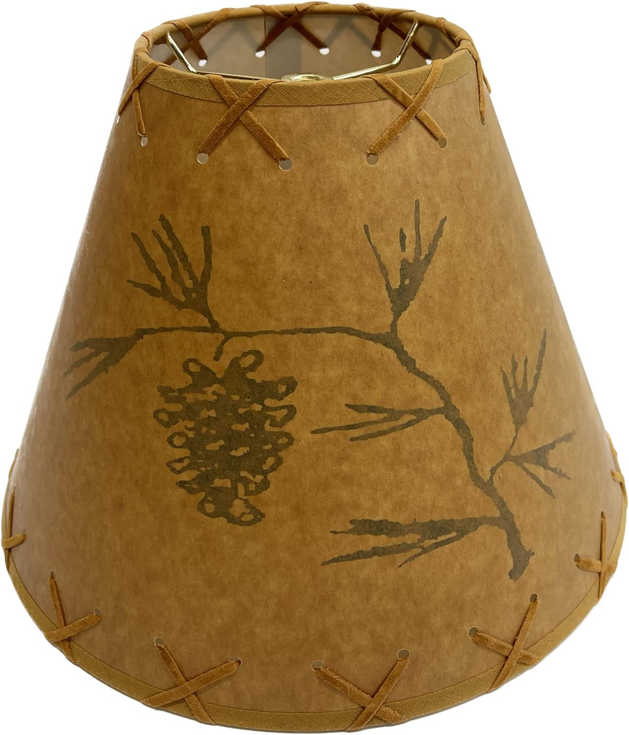 Rustic Oiled Craft Paper Pine Cone Scene Lamp Shade - 12"