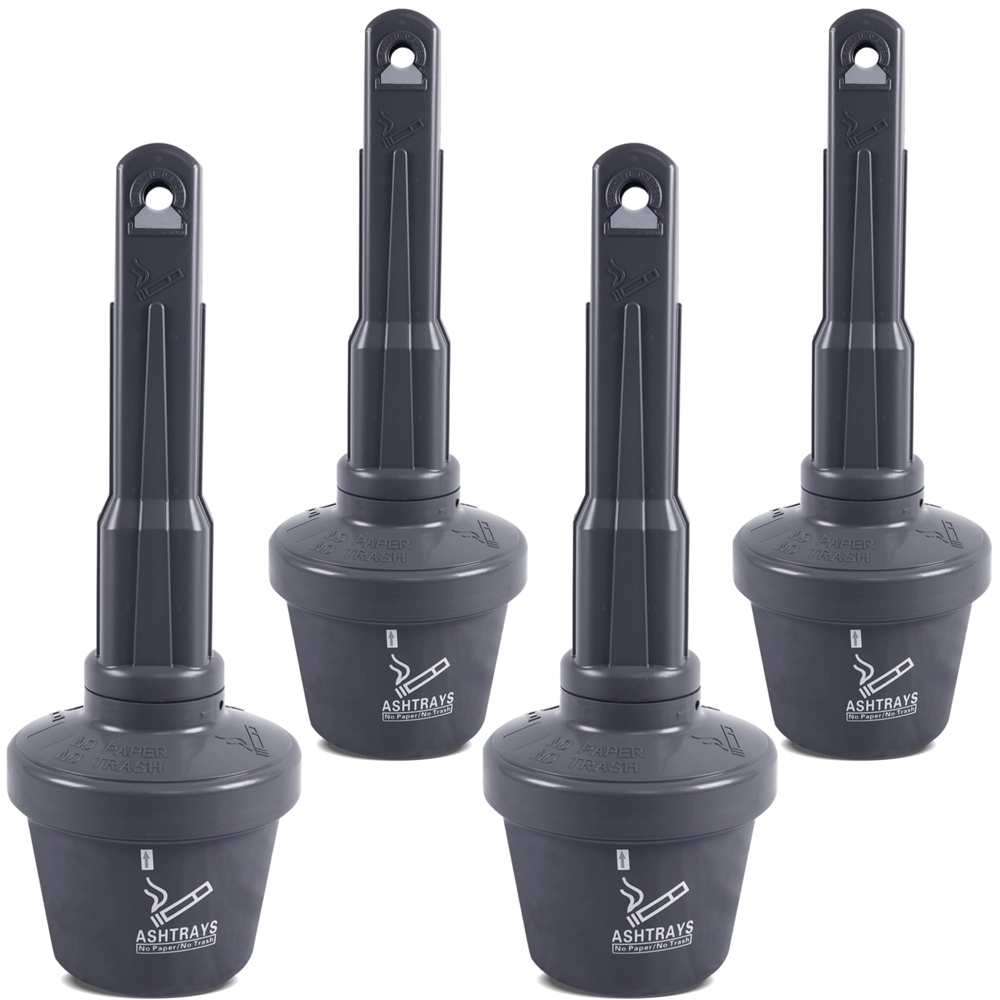 Paquete de 4 ceniceros para exteriores de 76 cm, cenicero de pie resistente al viento para balcón, patio y jardín, sin olor y sin humo, cenicero para cigarrillos para interiores y exteriores (gris)