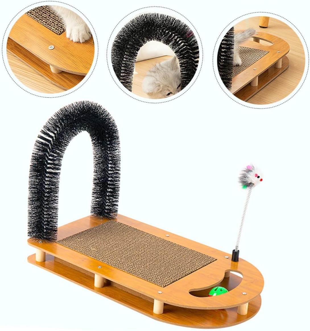 ABOOFAN Reusable Household Cat Scratching Board U-Shaped Kitten Scratcher Wear-Resistant Multifunctional Floor Scratcher for Indoor Cats Pet Accessory