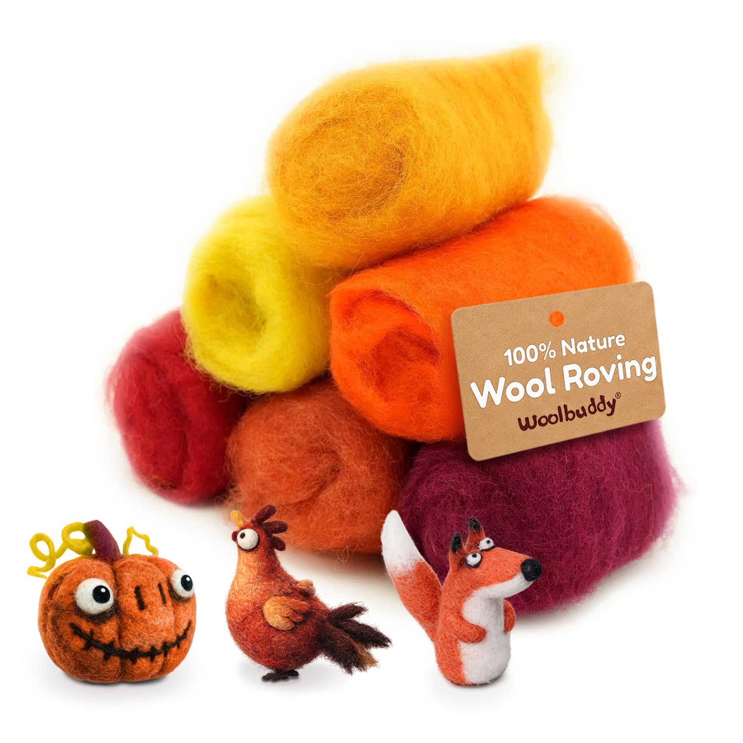 Woolbuddy Wollgarn-Set zum Nadelfilzen (rot/orange), Filzzubehör