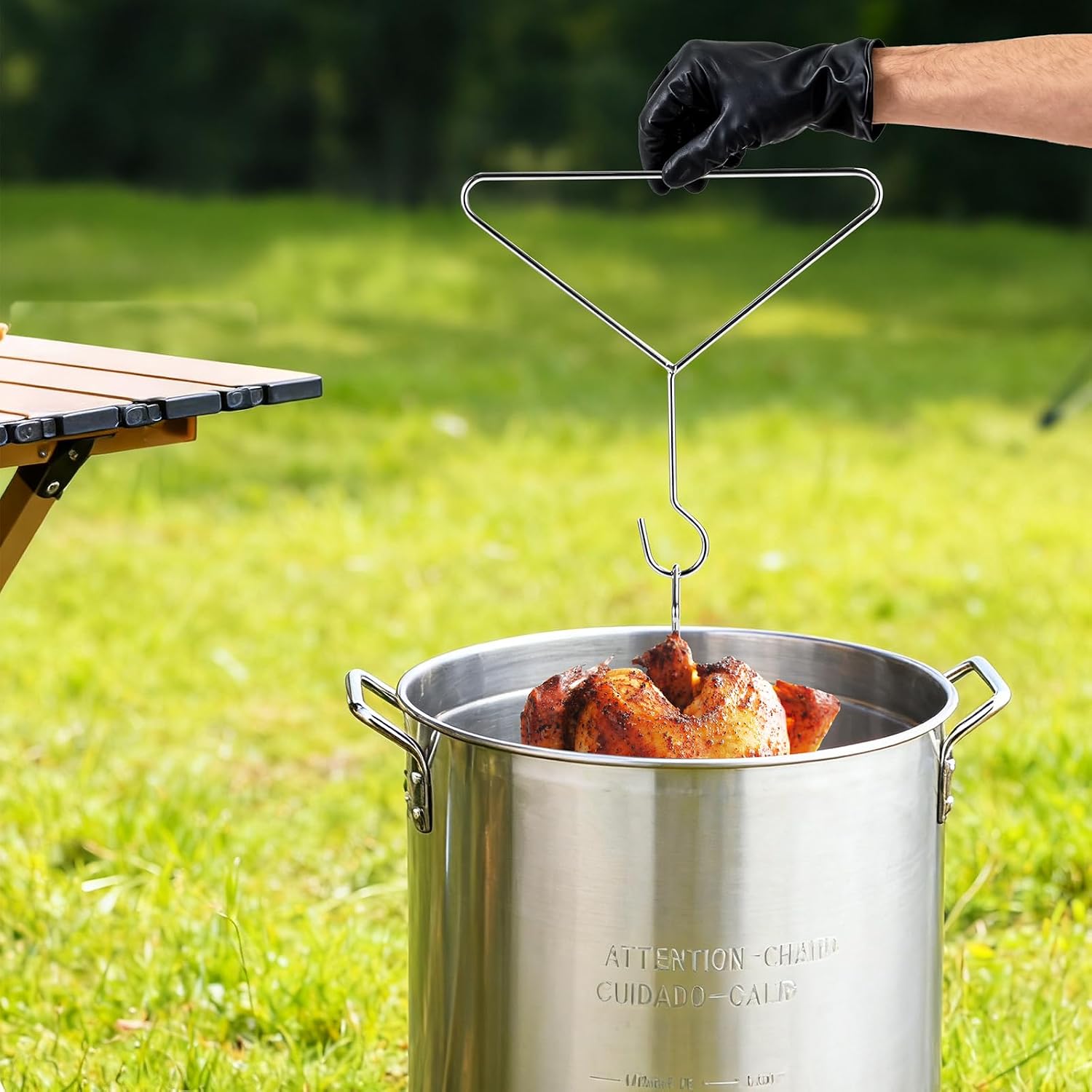 Outvita 30 Qt Turkey Deep Fryer Set, Aluminum Fish & Seafood Boiler Steamer with 55,000 BTU Propane Gas Burner Stand Injector Thermometer Hose, Ideal for Outdoor Fry Cooking, Sliver