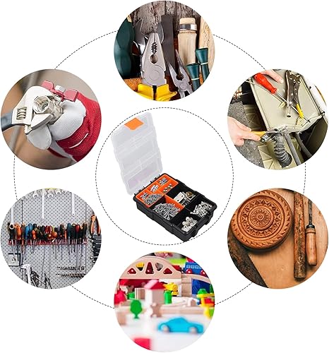 Miniatura 5 de Tissting Organizador de piezas pequeñas de 8.9 x 6.1 x 2.2 pulgadas, caja de almacenamiento de herramientas, organizadores de hardware con divisores